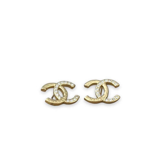 Chanel Gold CC Chanel Mark & Crystals Earrings Pre-Owned - My Mama Found What 