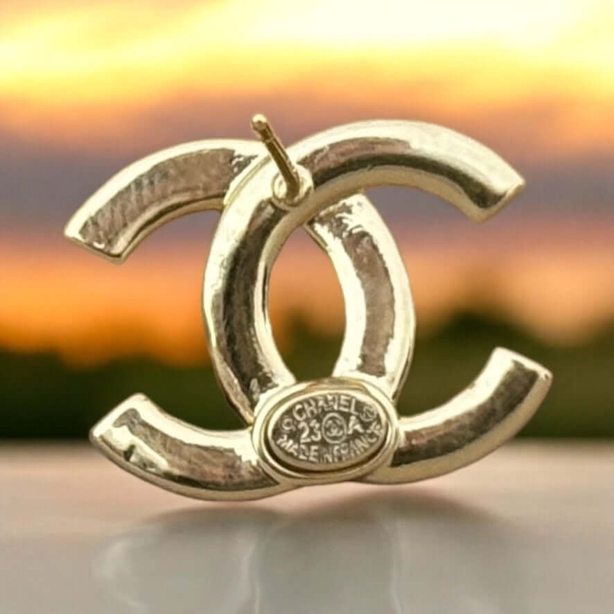 Chanel Gold CC w/Clear Crystals Post Earrings Pre-Owned - My Mama Found What  