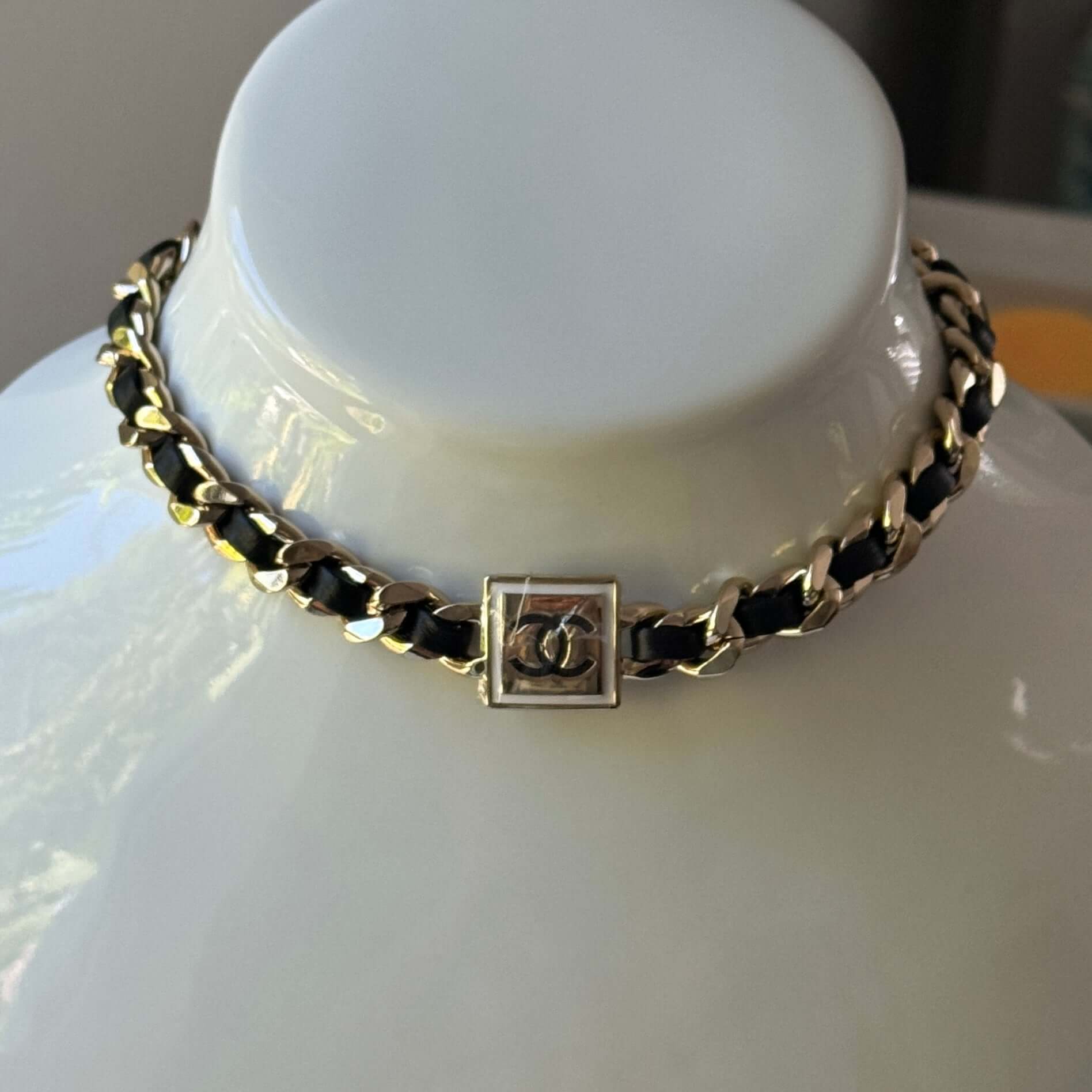 Chanel Metal CC W/ Black Lamb Leather Choker - My Mama Found What  