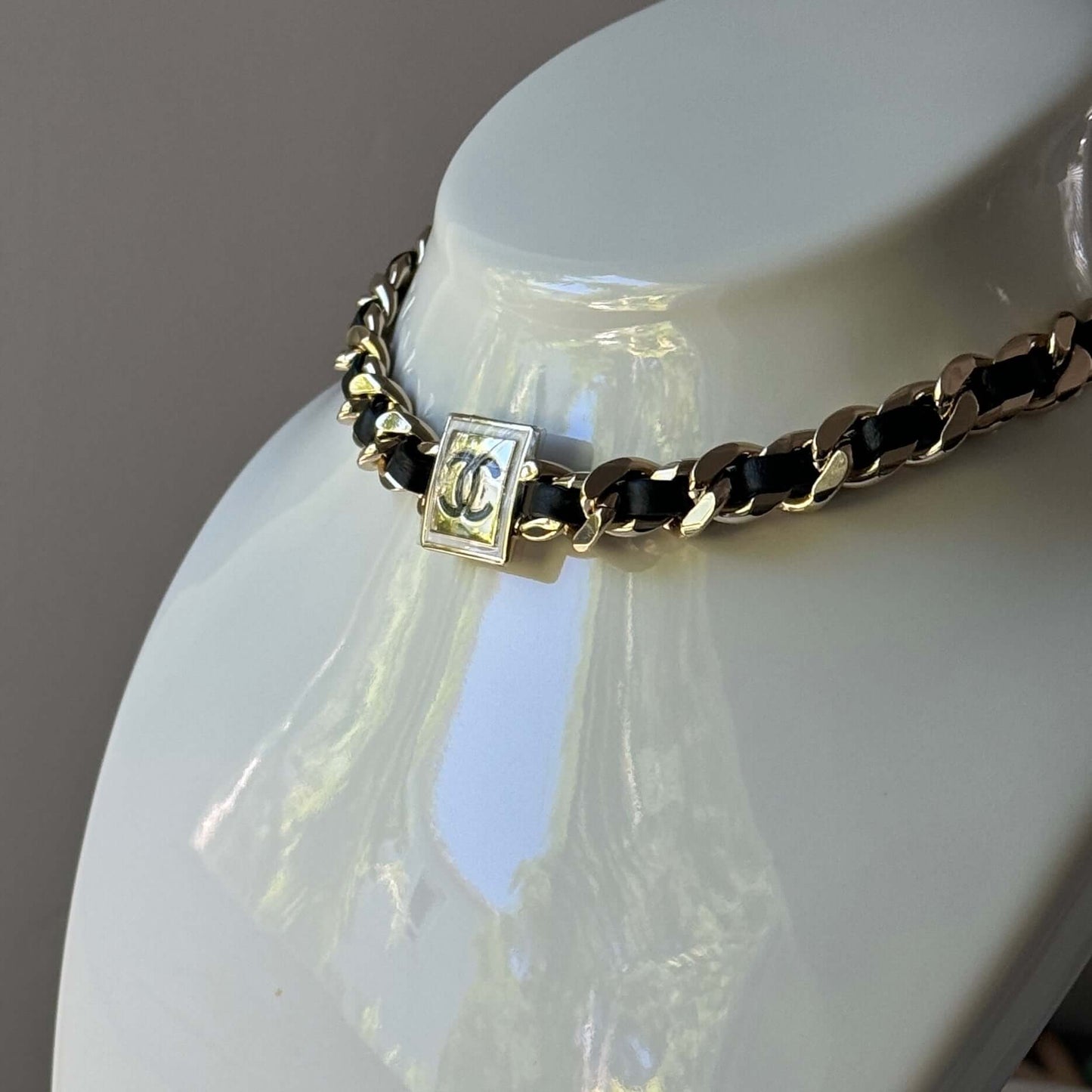 Chanel Metal CC W/ Black Lamb Leather Choker - My Mama Found What  