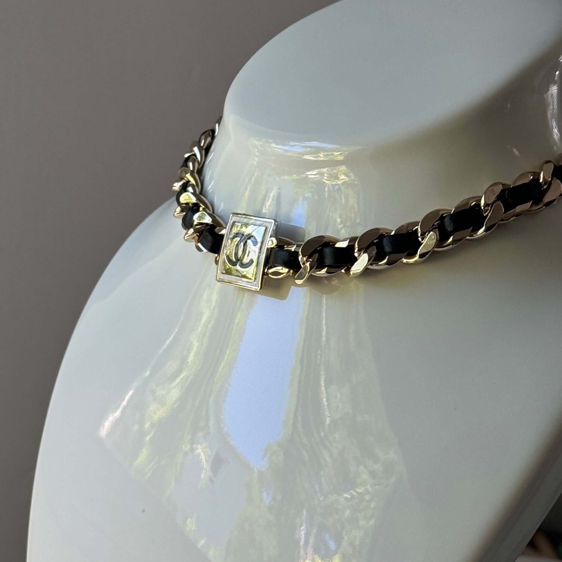 Chanel Metal CC W/ Black Lamb Leather Choker - My Mama Found What  