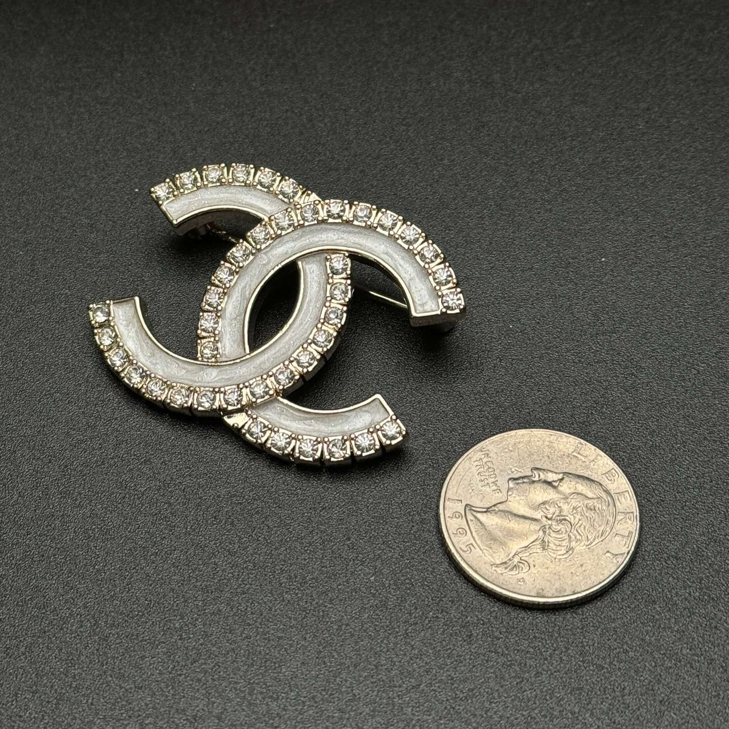 Authentic Chanel CC Crystals & Enamel Brooch Pre-Owned