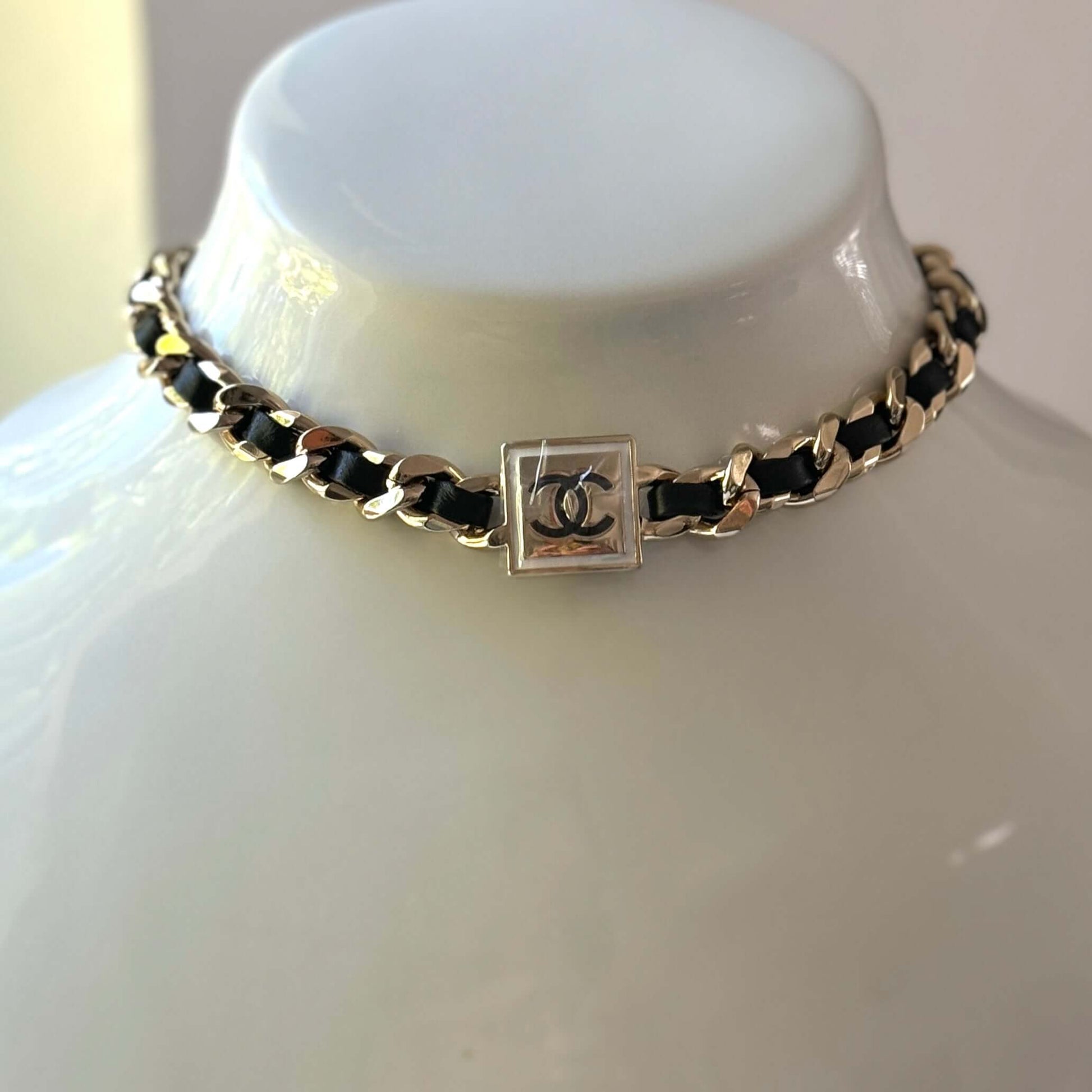 Chanel Metal CC W/ Black Lamb Leather Choker - My Mama Found What  