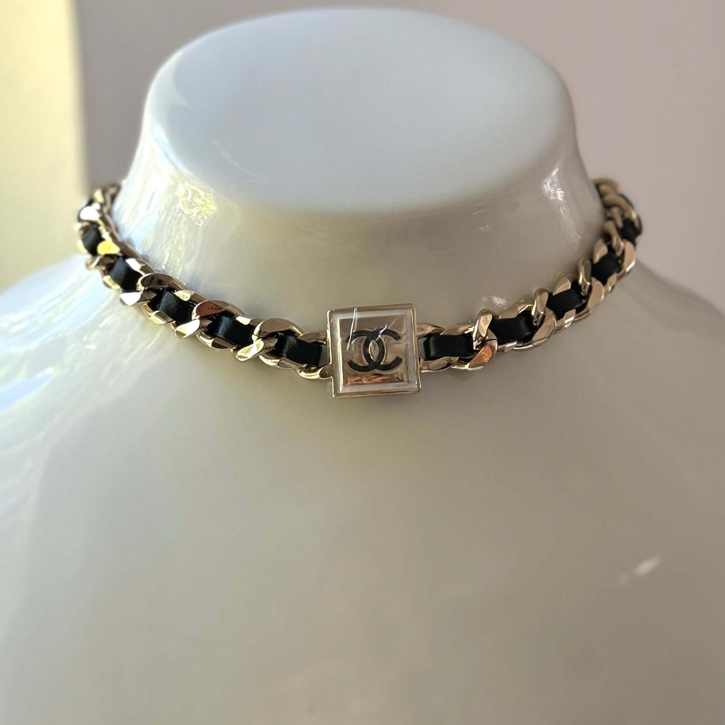Chanel Metal CC W/ Black Lamb Leather Choker - My Mama Found What  