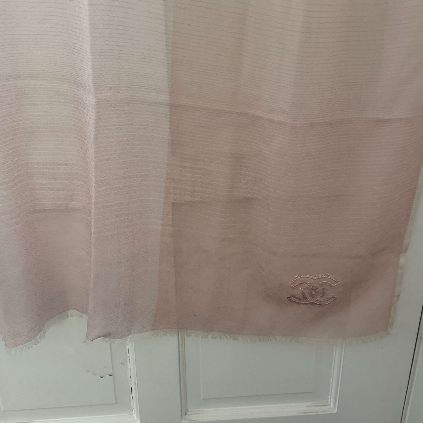 Authentic Chanel CC Cashmere Pink Scarf Pre-Owned