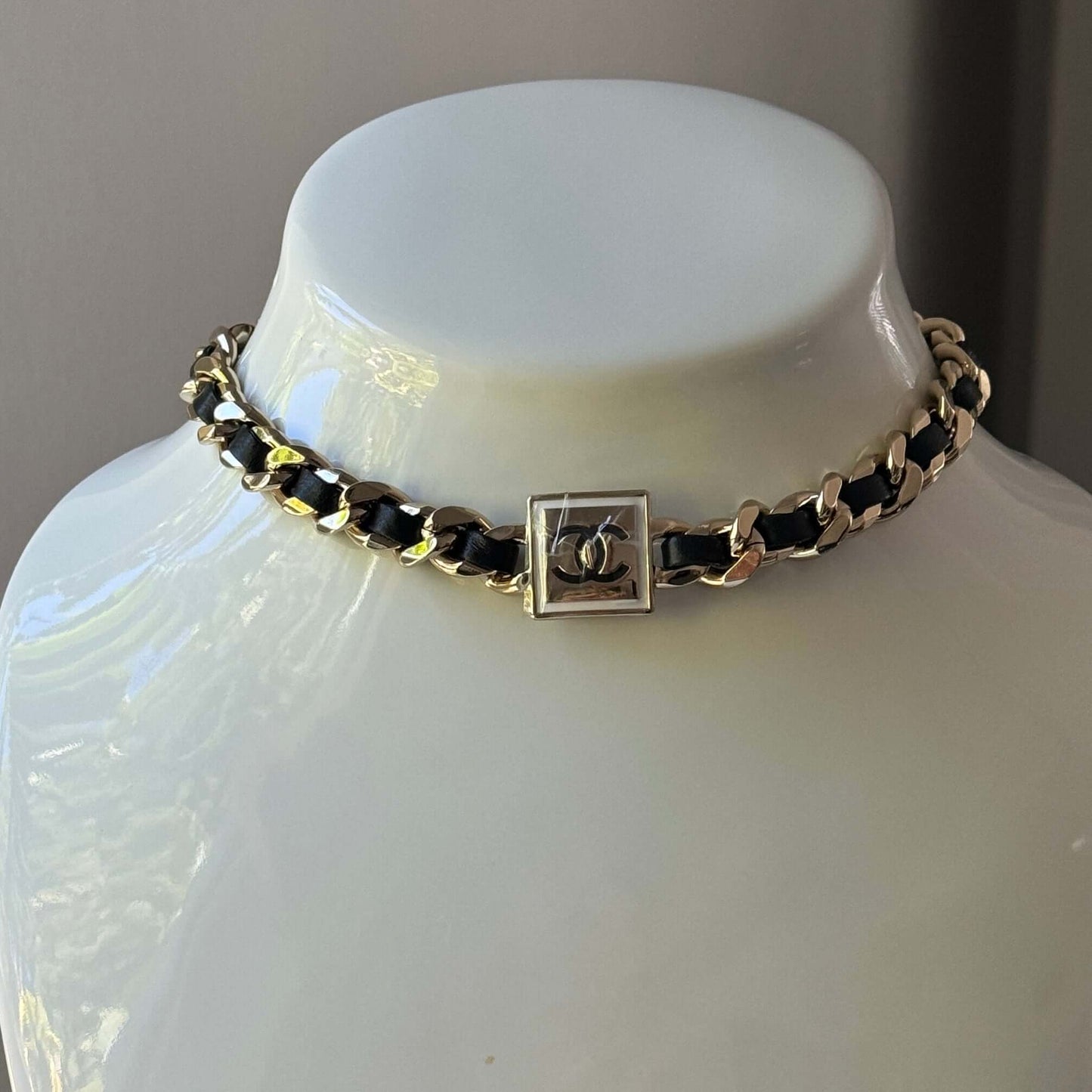 Chanel Metal CC W/ Black Lamb Leather Choker - My Mama Found What  