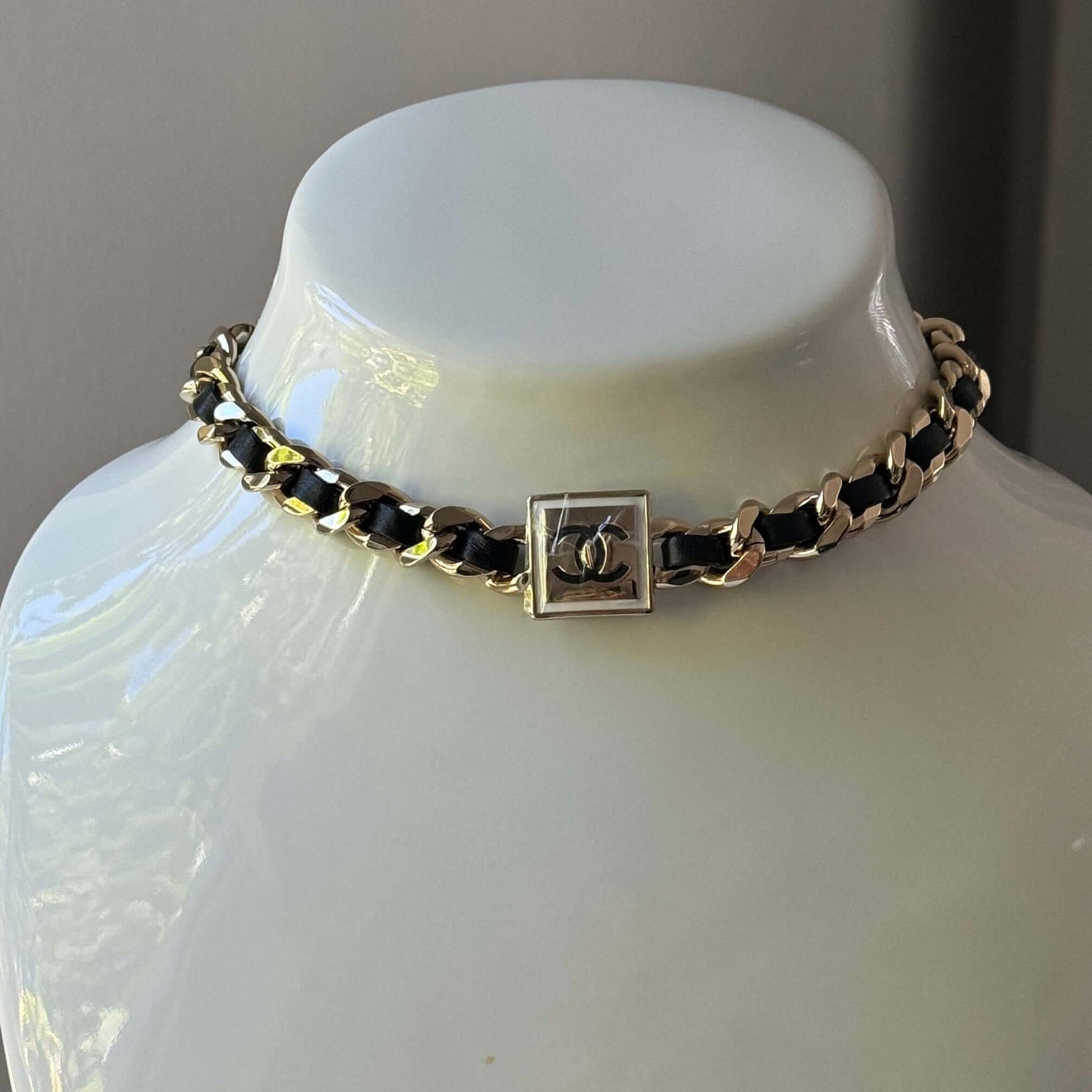 Chanel Metal CC W/ Black Lamb Leather Choker - My Mama Found What  