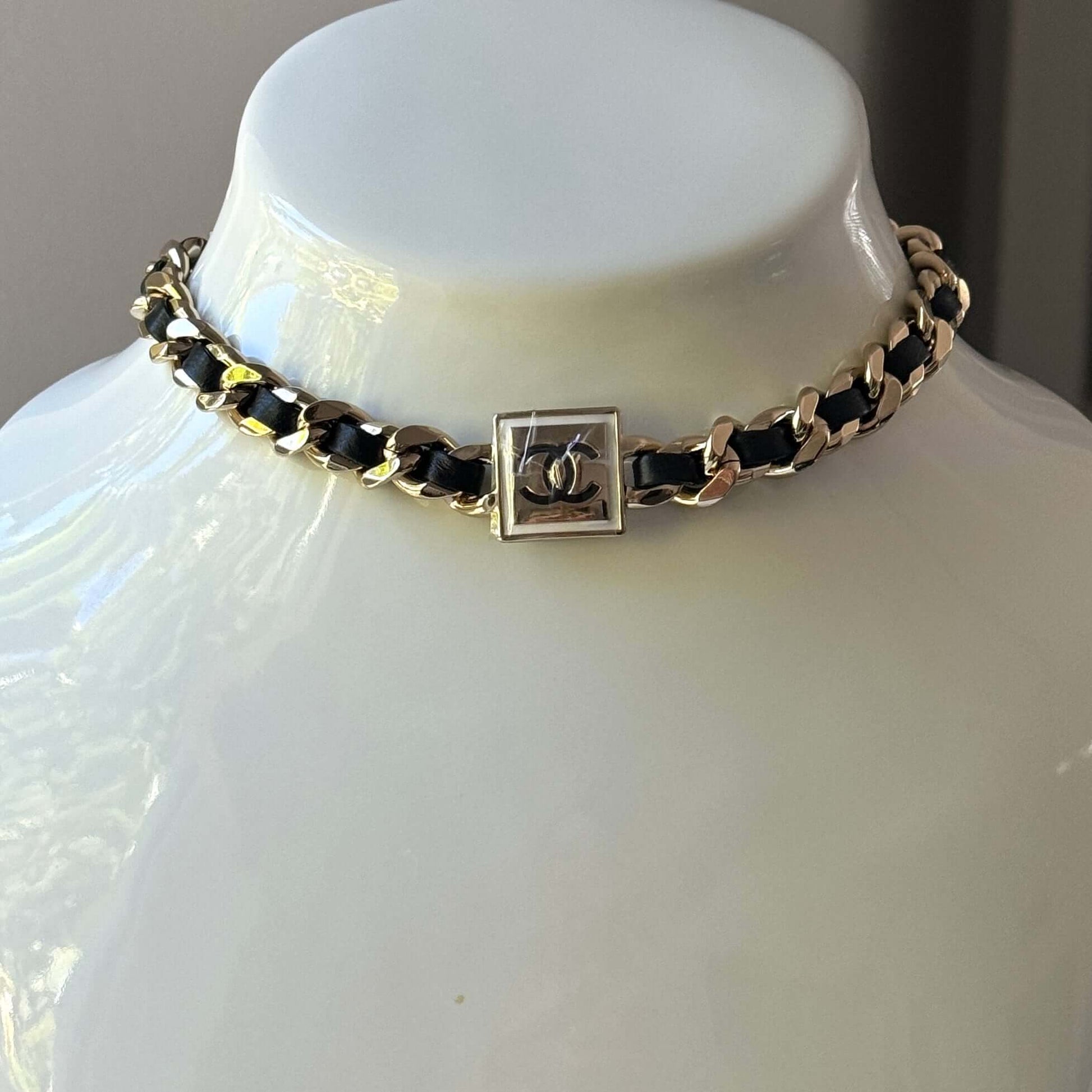 Chanel Metal CC W/ Black Lamb Leather Choker - My Mama Found What  