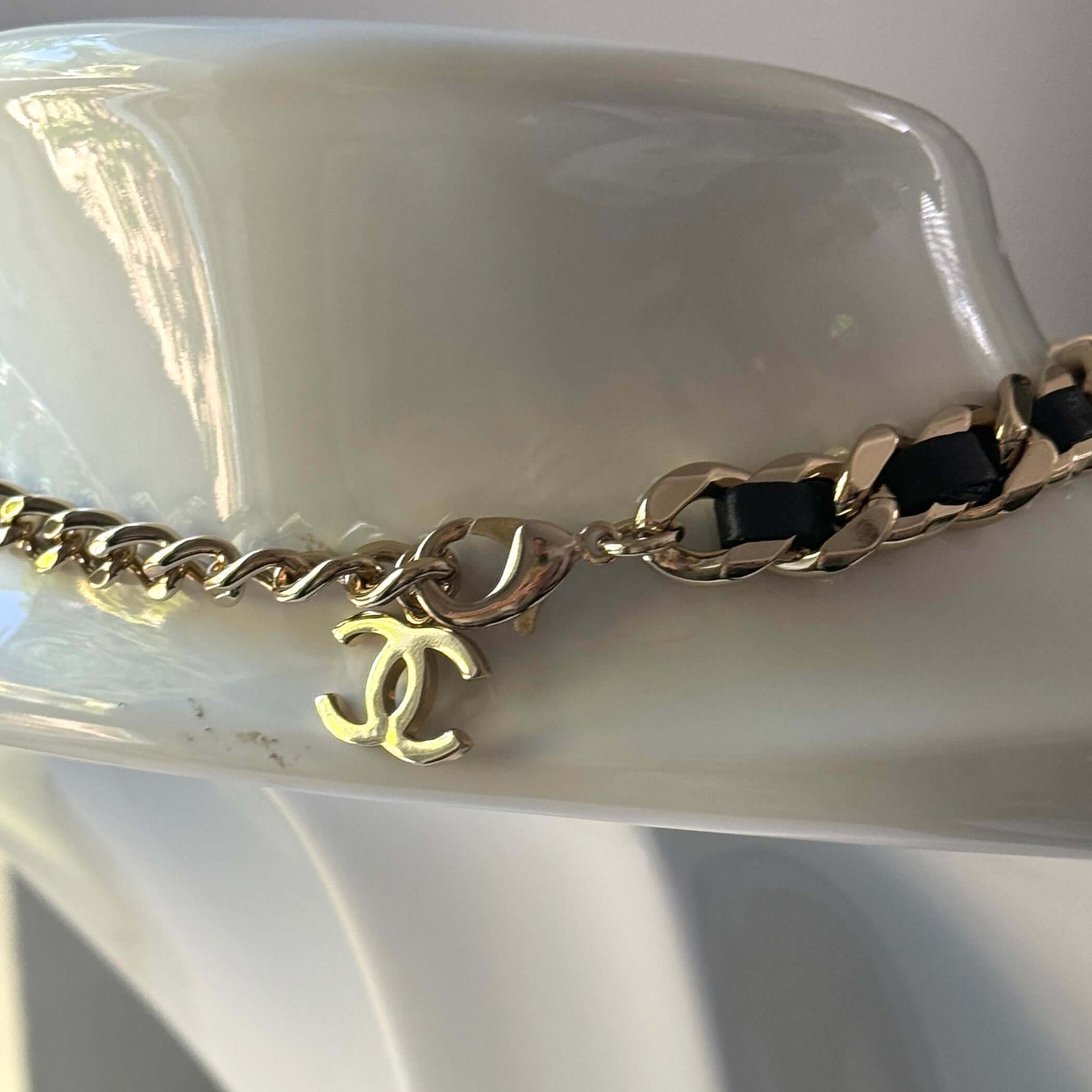 Chanel Metal CC W/ Black Lamb Leather Choker - My Mama Found What  