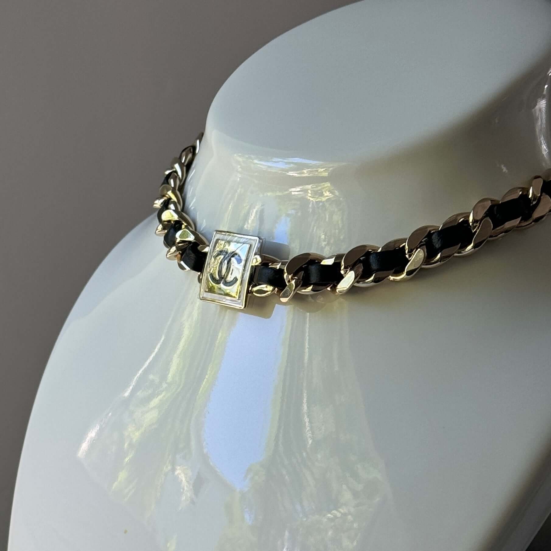 Chanel Metal CC W/ Black Lamb Leather Choker - My Mama Found What  