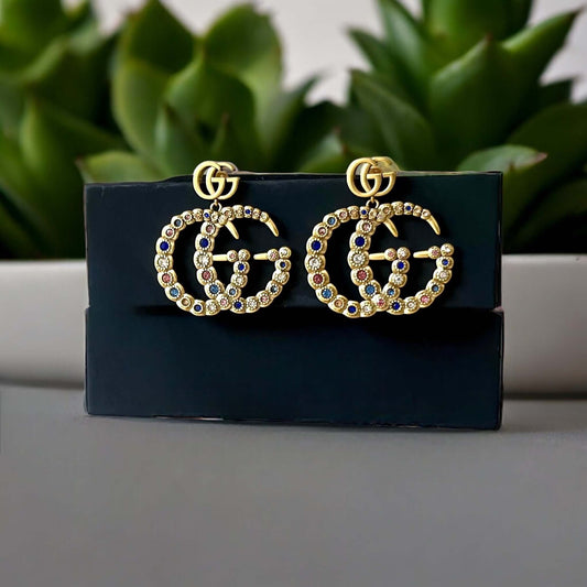 Gucci Gold GG Marmont Colorful Crystals Dangle Earrings - My Mama Found What  