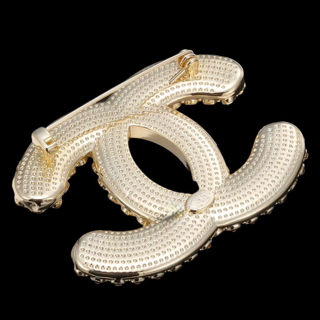 Chanel Strass CC with Striking Crystals Accented on Edges Brooch