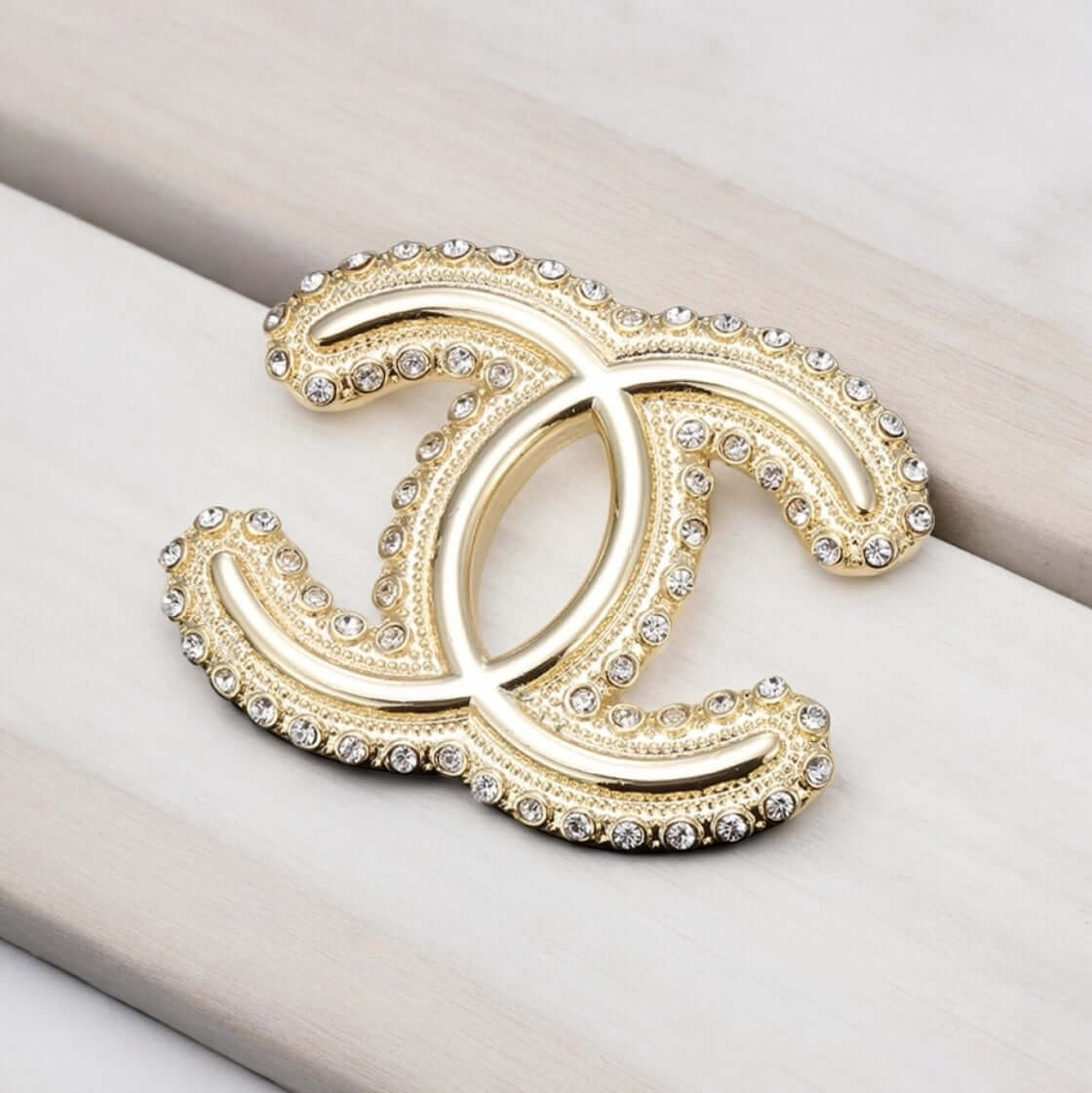 Chanel Strass CC with Striking Crystals Accented on Edges Brooch