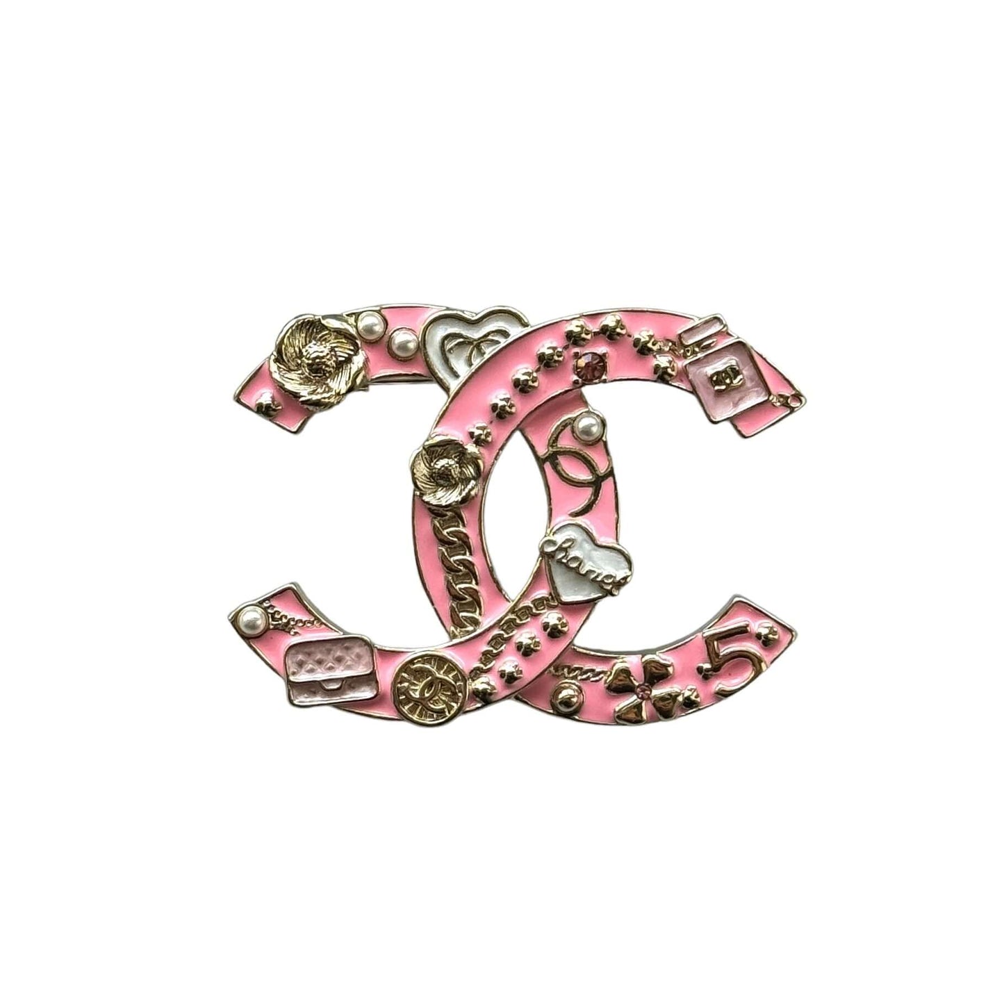 Chanel Iconic CC Pink Enamel Brooch Pin