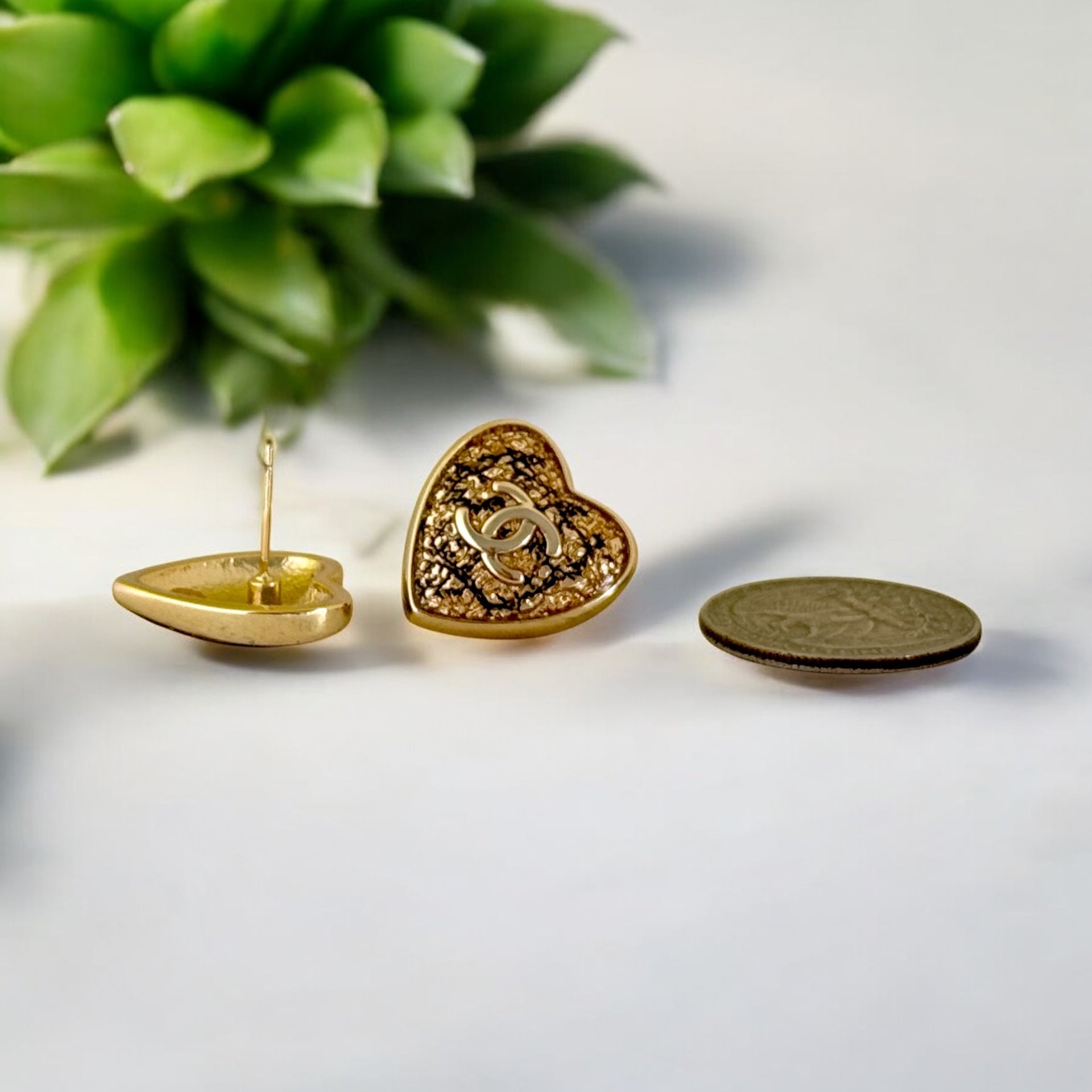 CHANEL Gold/Brown CC Heart Shaped Earrings Pre-Owned - My Mama Found What  