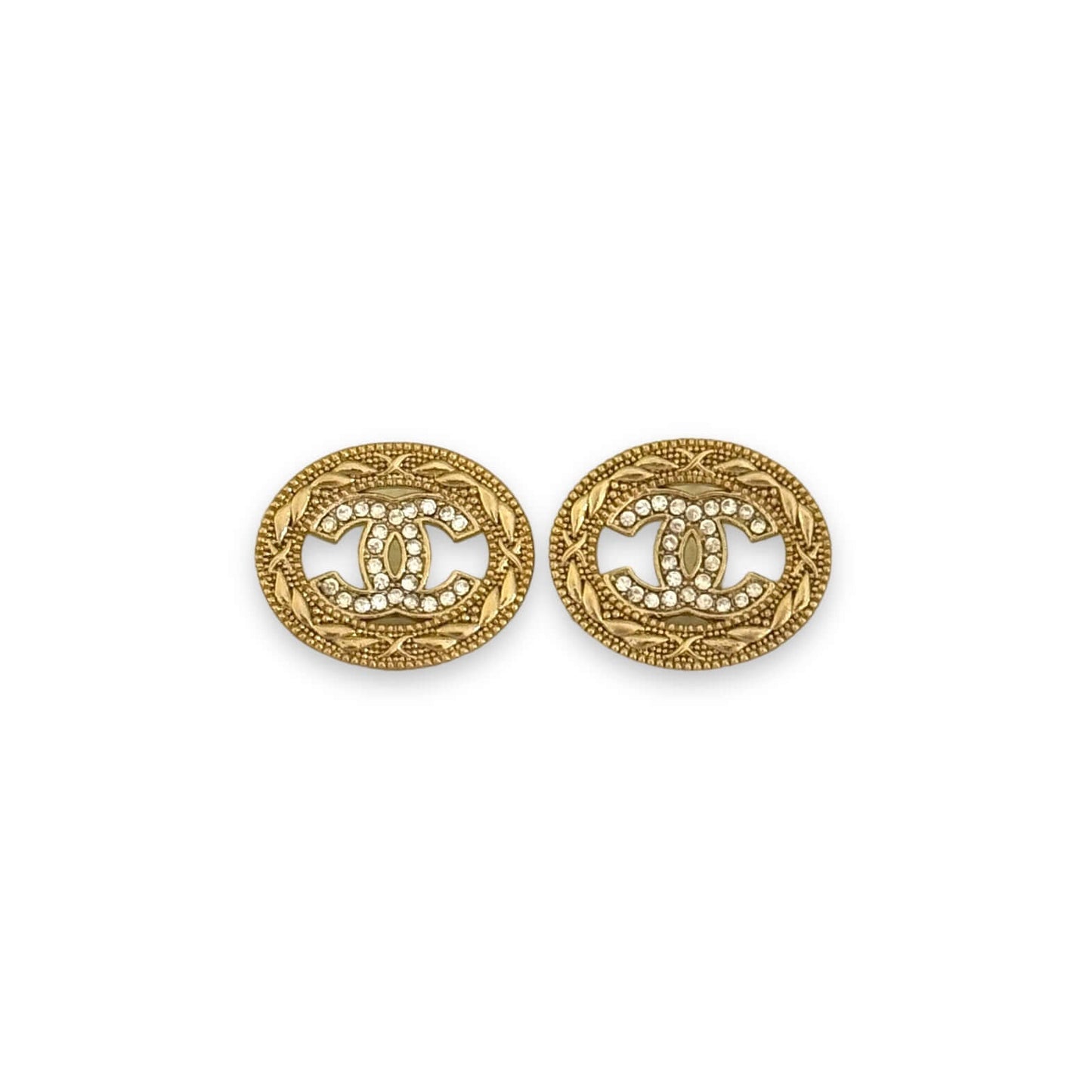 Pre-Owned Chanel Authentic Gold Crystal CC Earrings