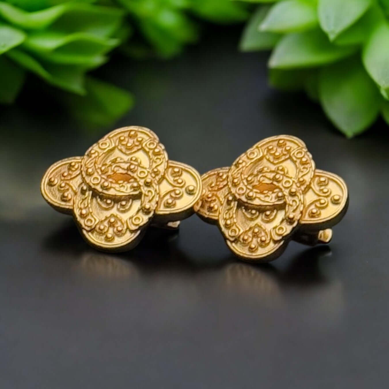 Vintage Chanel Bright Gold Baroque CC Intricate Clip On Earrings in good clean pre-owned condition, 94 A authentic style.