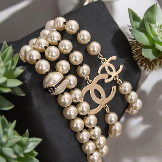 Chanel Lighter Gold CC , enamel Pearl Necklace - My Mama Found What  