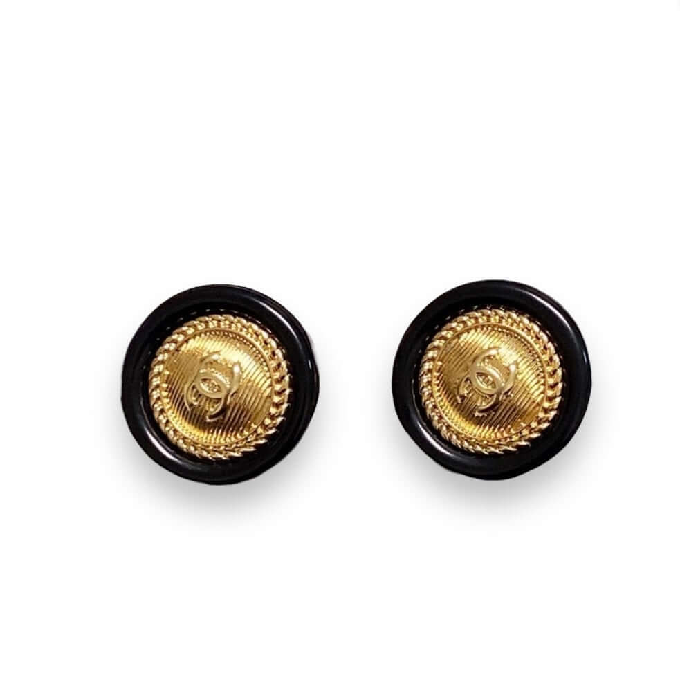 Chanel Rare Gold CC Round acrylic clip on earrings Pre-Owned