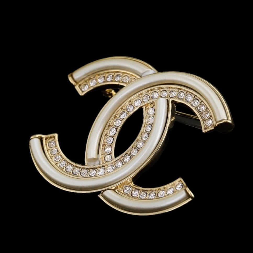 Chanel Gold CC Brooch crystals Pre-Owned