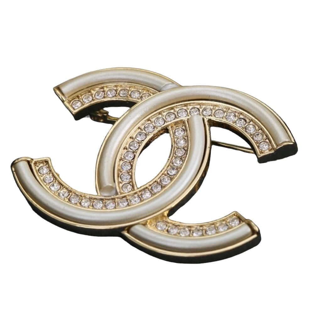 Chanel Gold CC Brooch crystals Pre-Owned