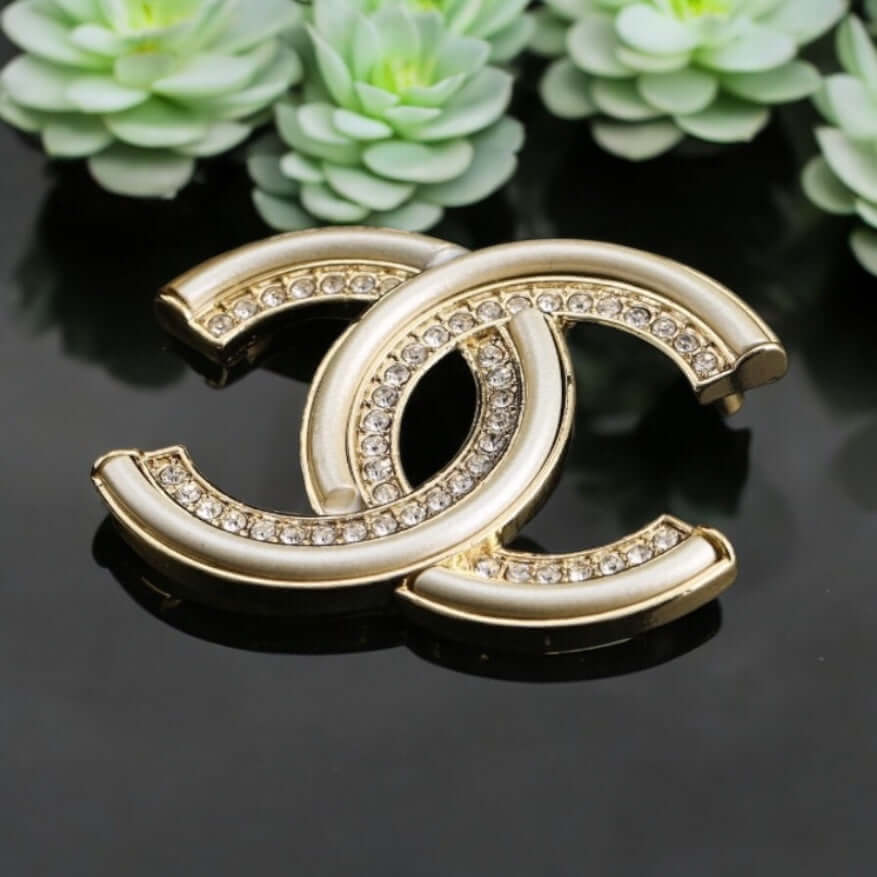 Chanel Gold CC Brooch crystals Pre-Owned