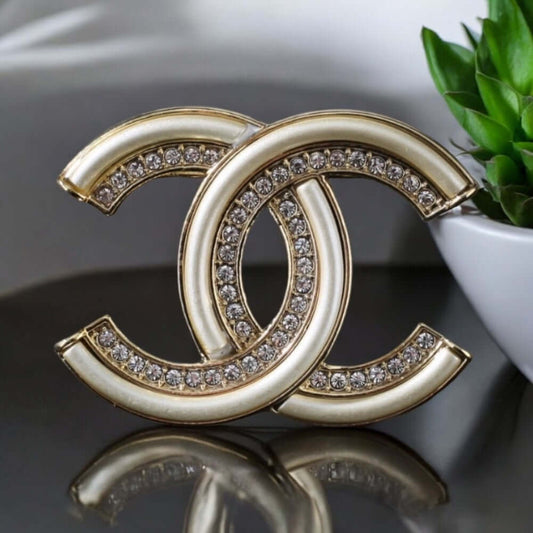 Chanel Gold CC Brooch crystals Pre-Owned