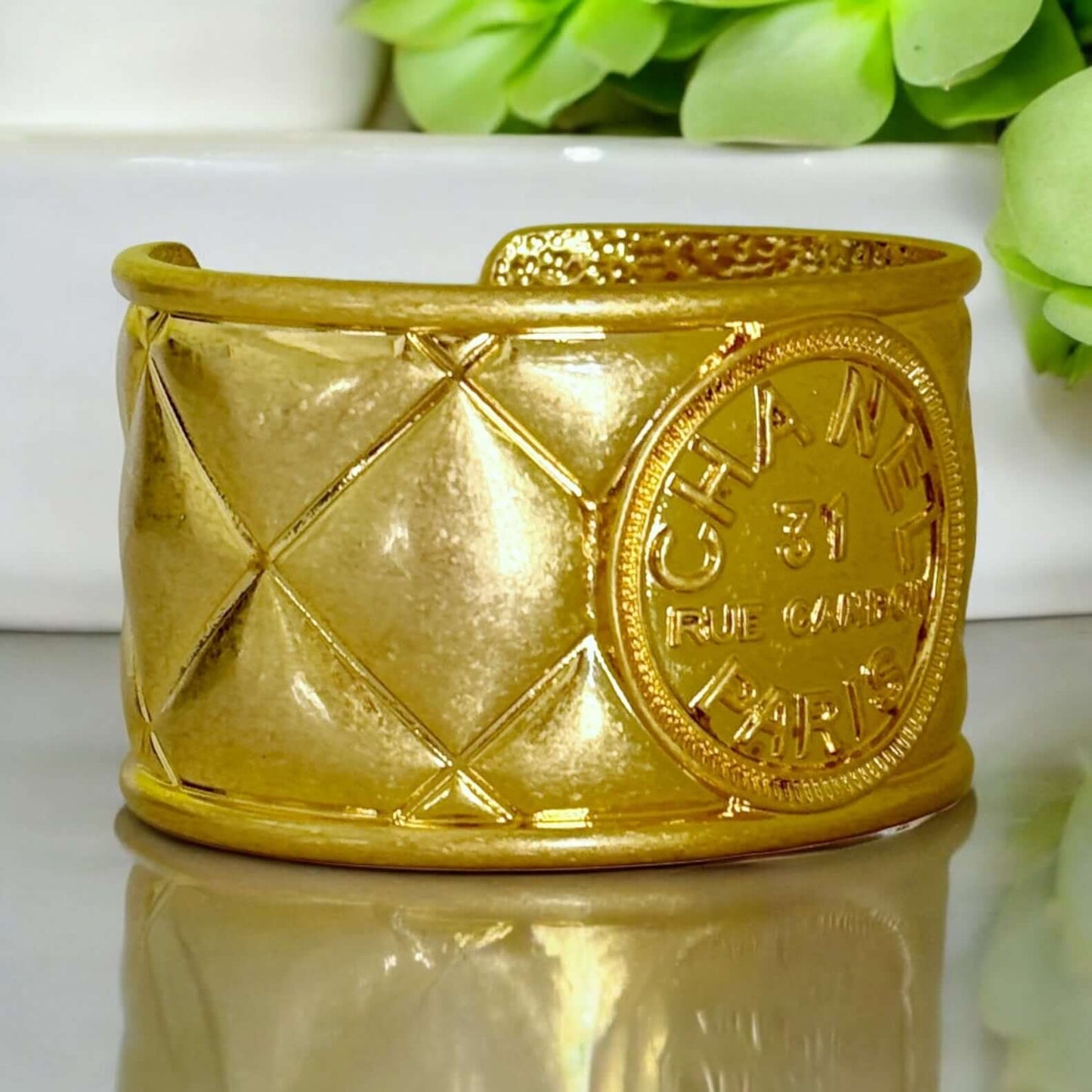 Chanel Vintage Gold Quilted Cuff 80’s