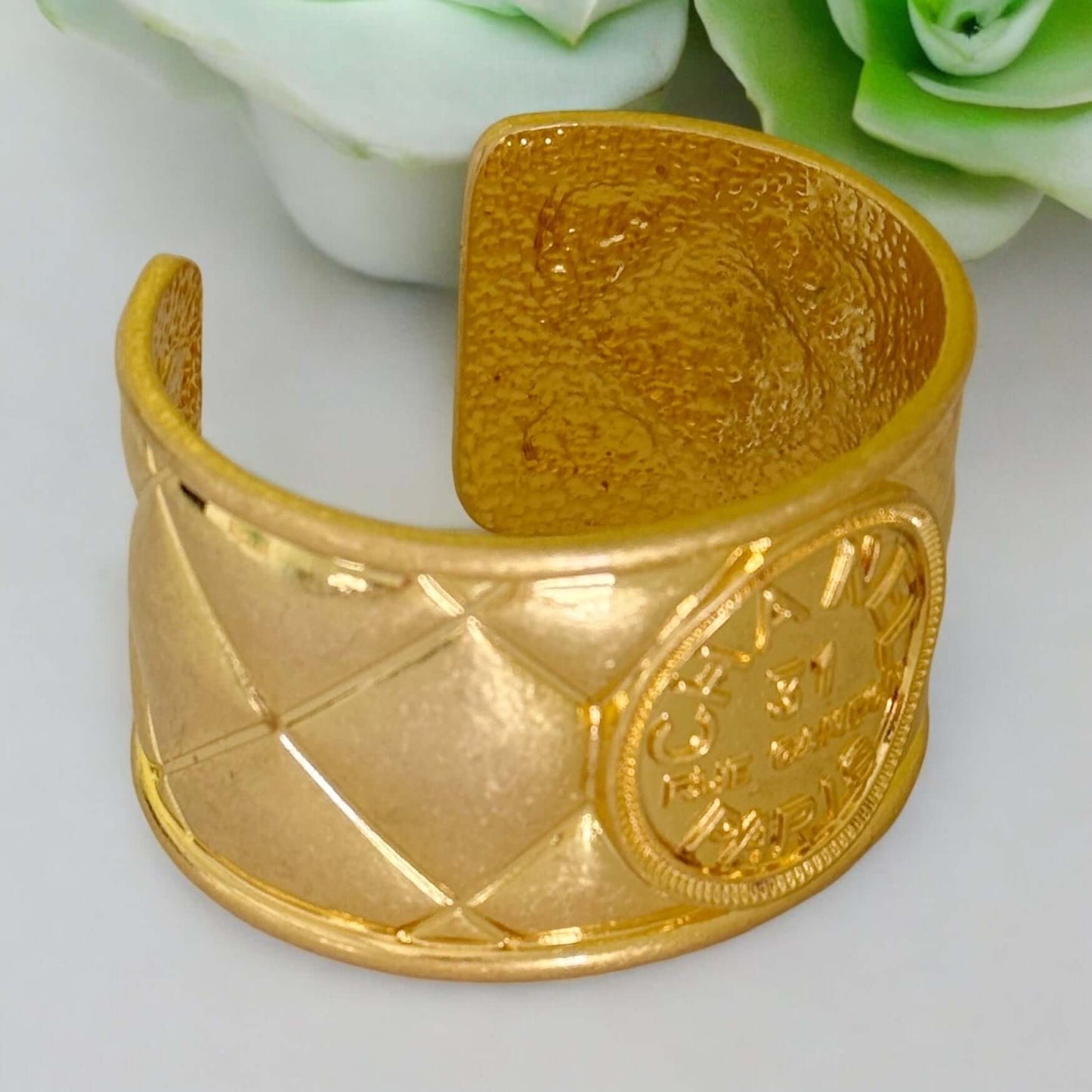 Chanel Vintage Gold Quilted Cuff 80’s