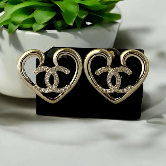 Chanel Gold CC Heart Earrings Pre-Owned F23