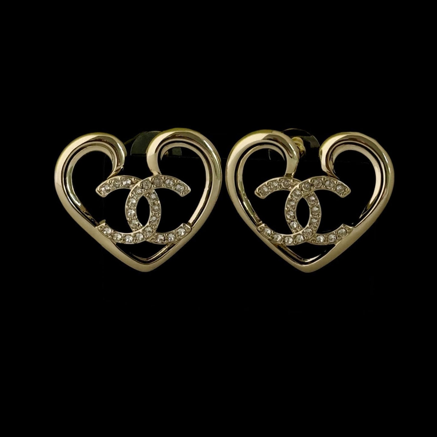 Chanel Gold CC Heart Earrings Pre-Owned F23