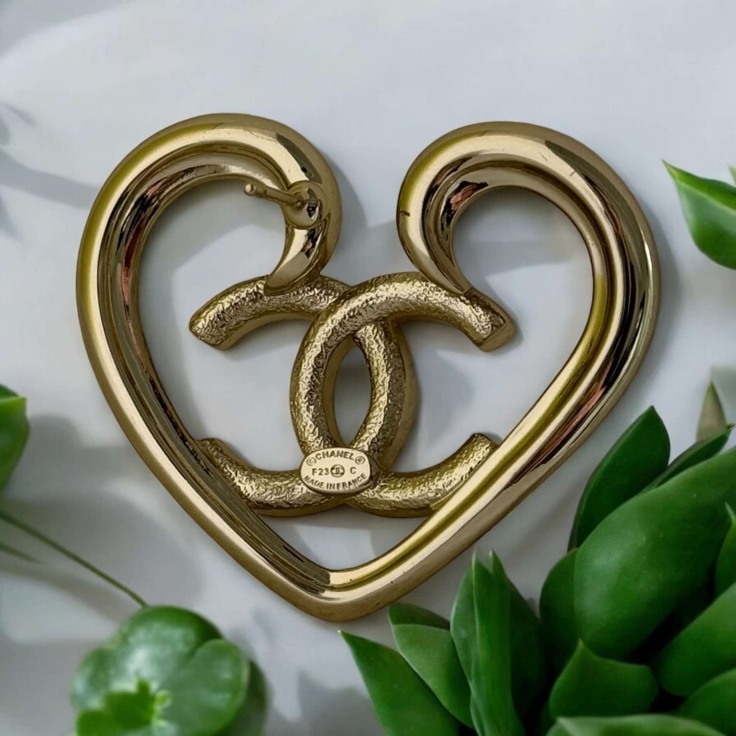 Chanel Gold CC Heart Earrings Pre-Owned F23