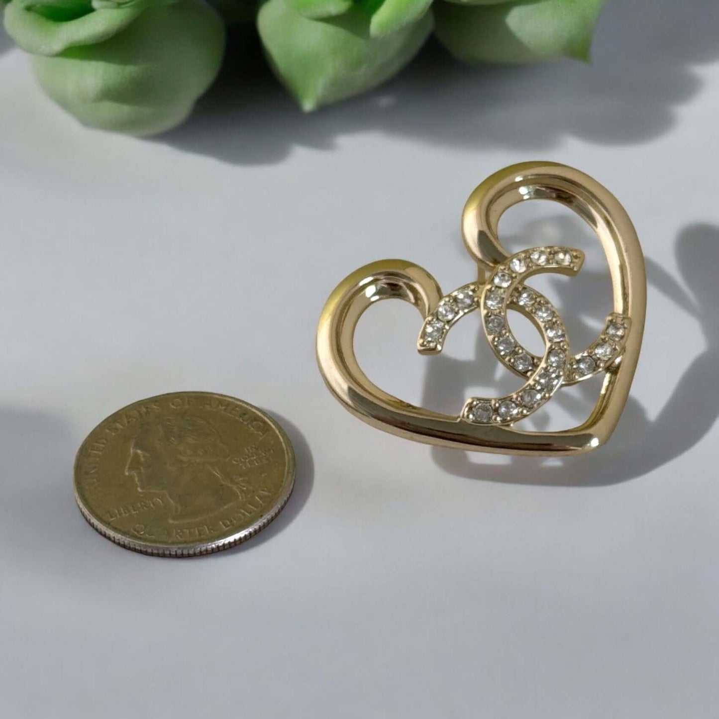 Chanel Gold CC Heart Earrings Pre-Owned F23