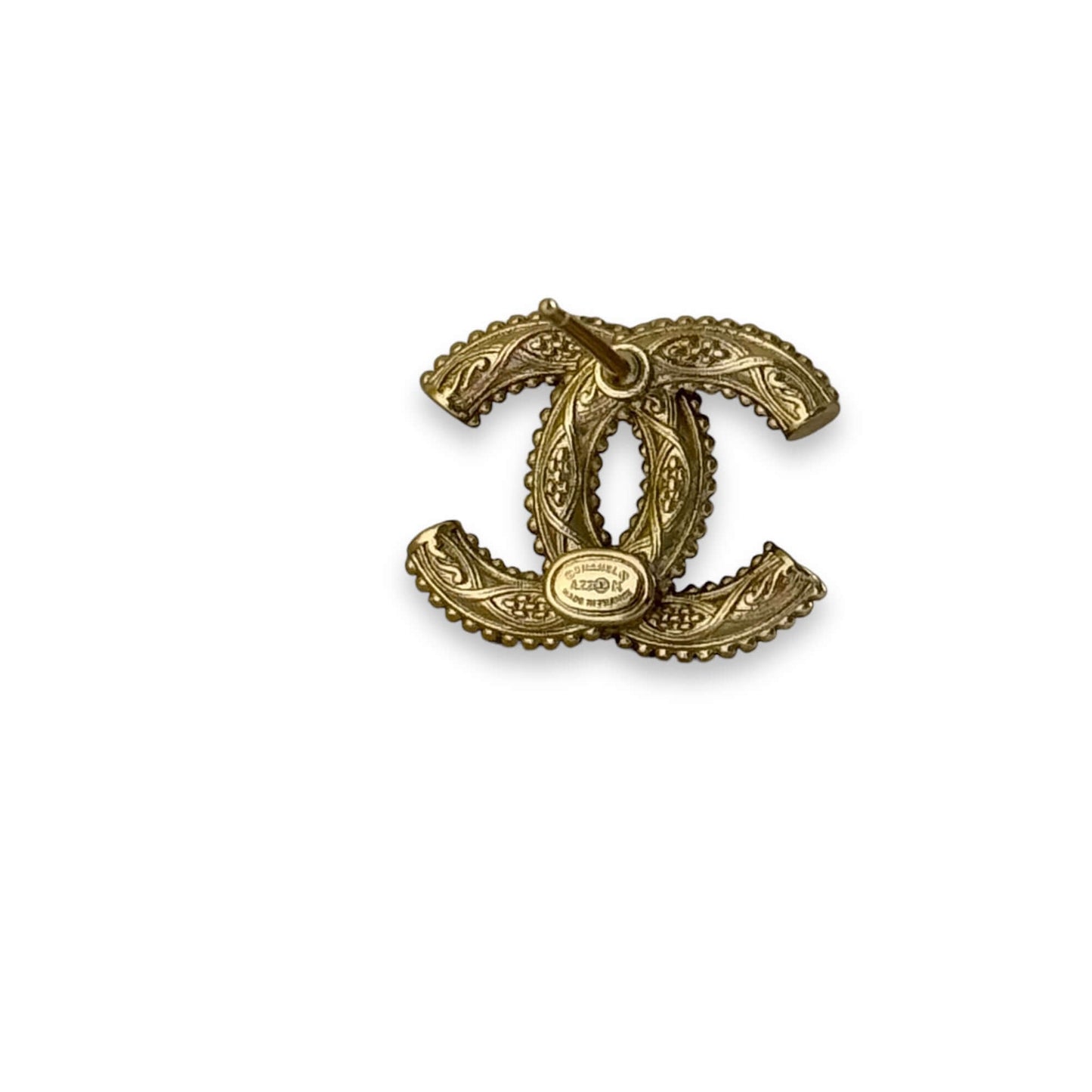 Pre-Owned Authentic Chanel Gold CC Intricate Post Earrings