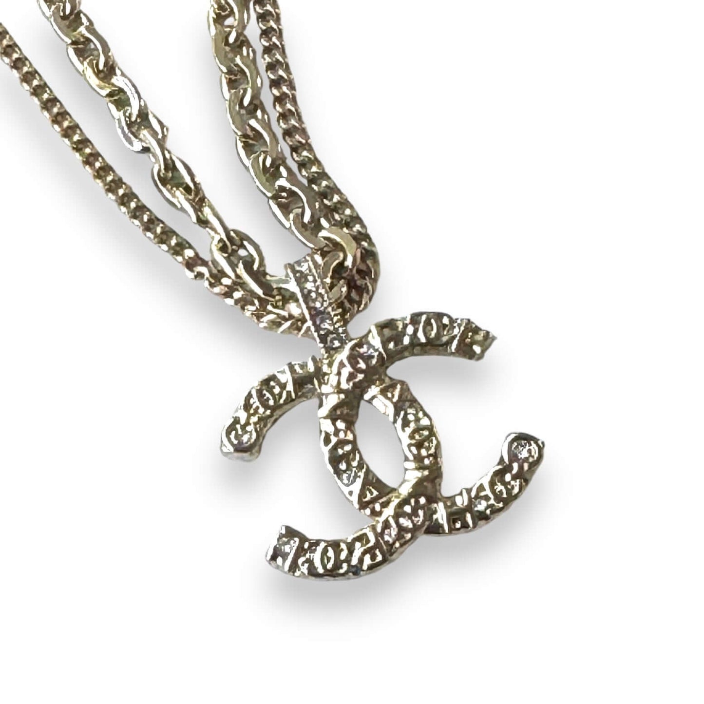 Authentic Chanel CC Double Chain Pendant Necklace Pre-Owned