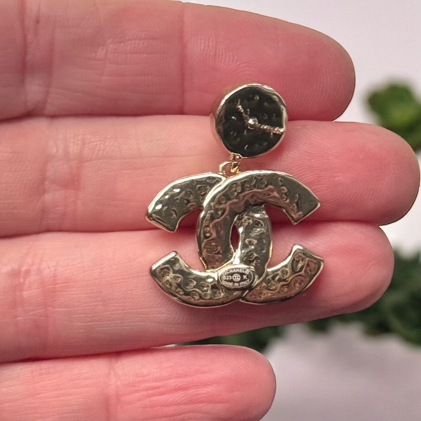 Chanel Lighter Gold Strass Pearl Post with Bigger Pink Enamel Double C Dangle EarringsAdd some playful CoCo Chanel style to your look with these gorgeous earrings! These earrings are a statement piece that will never go out of style. Made in Italy, they f