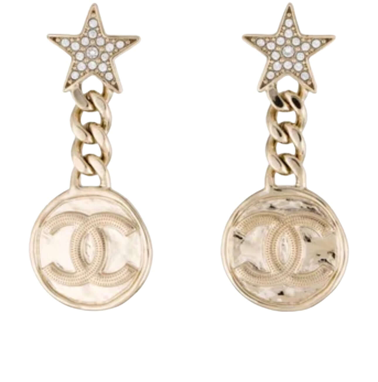 Chanel Strass Stars Dangle CC Earrings Pre-Owned