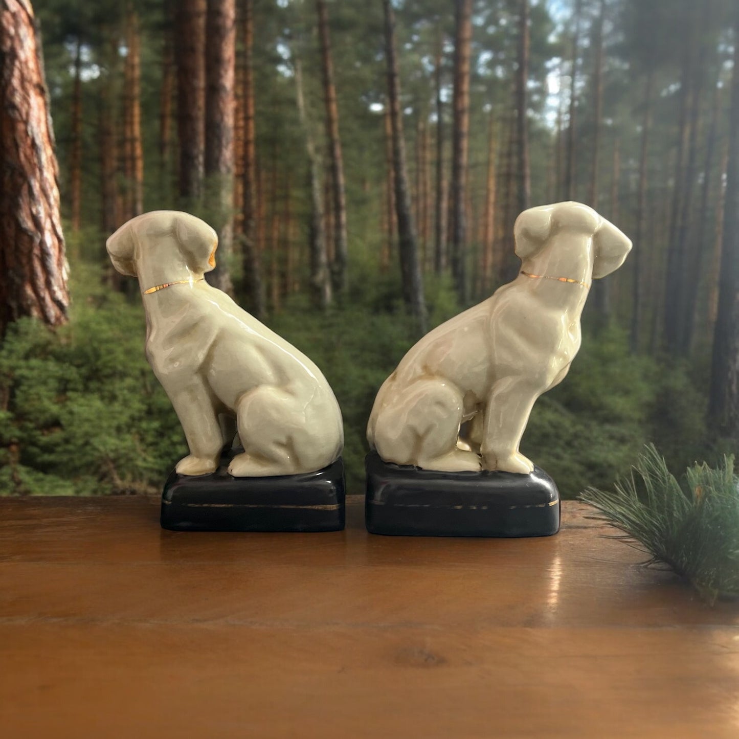 Untitled Apr15_12:33Classic with lots of warmth and charm ! These vintage Hand-painted Porcelain Dog Bookends are the perfect set for your eclectic styled home . These have some signs of age to them which adds even more character to any shelf in your home