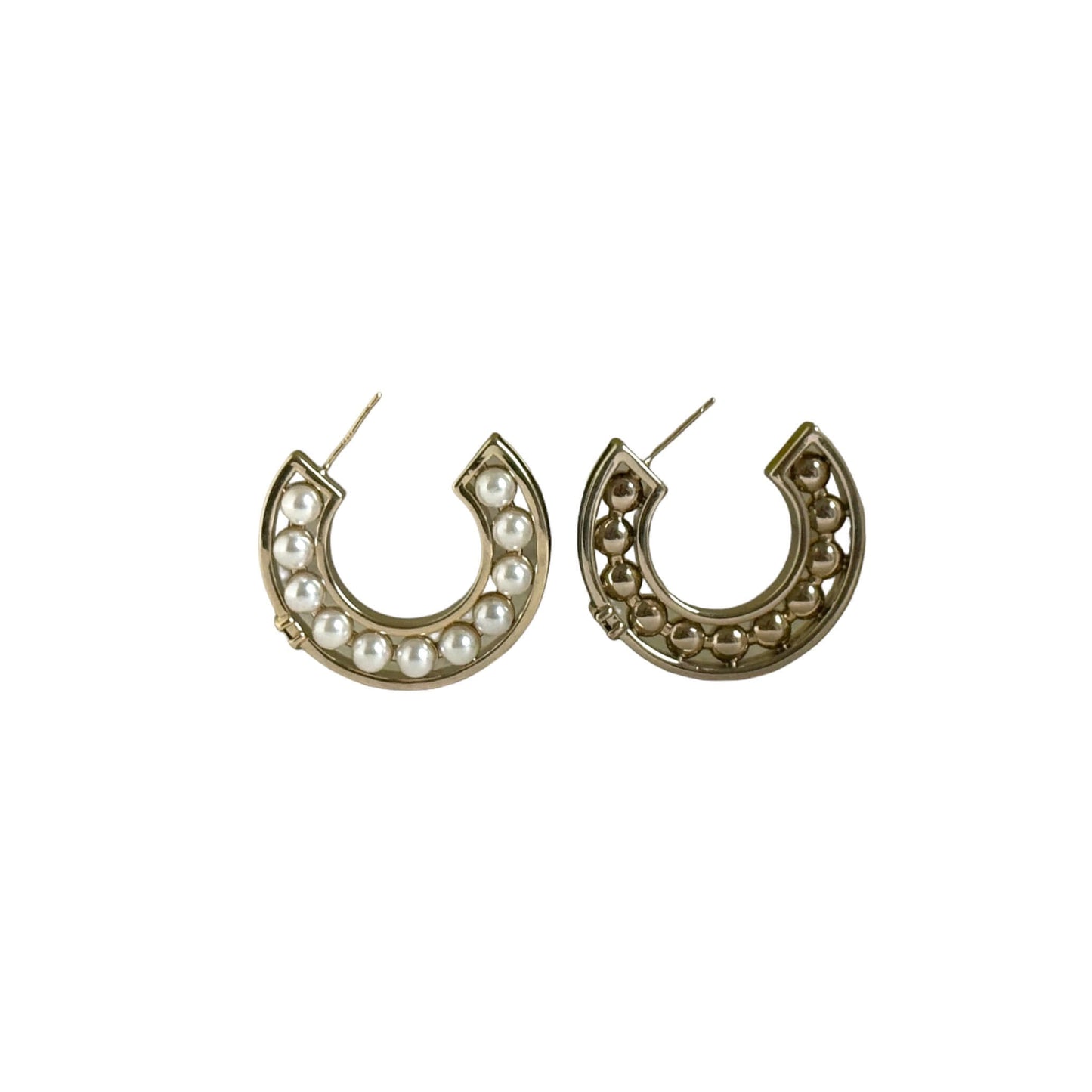 Pre-Owned Chanel Big CC Gold & Black Pearl Hoops