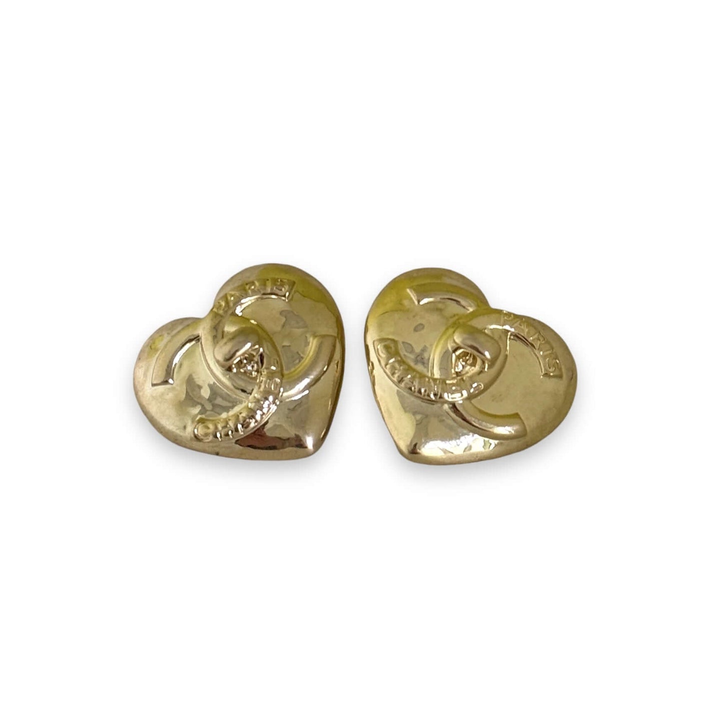 Pre-Owned Authentic Chanel CC Gold Big Heart Earrings