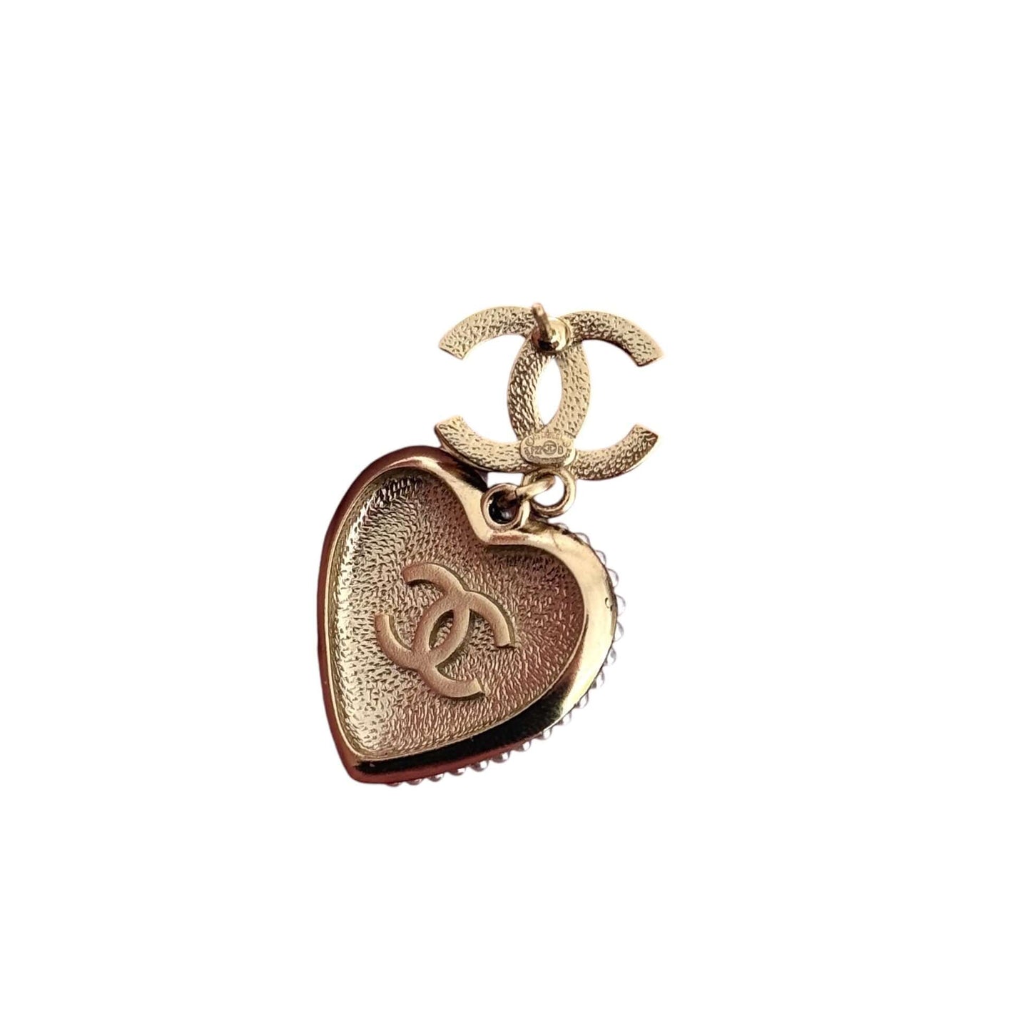 Pre-Owned Authentic Chanel CC Heart Dangle Earrings