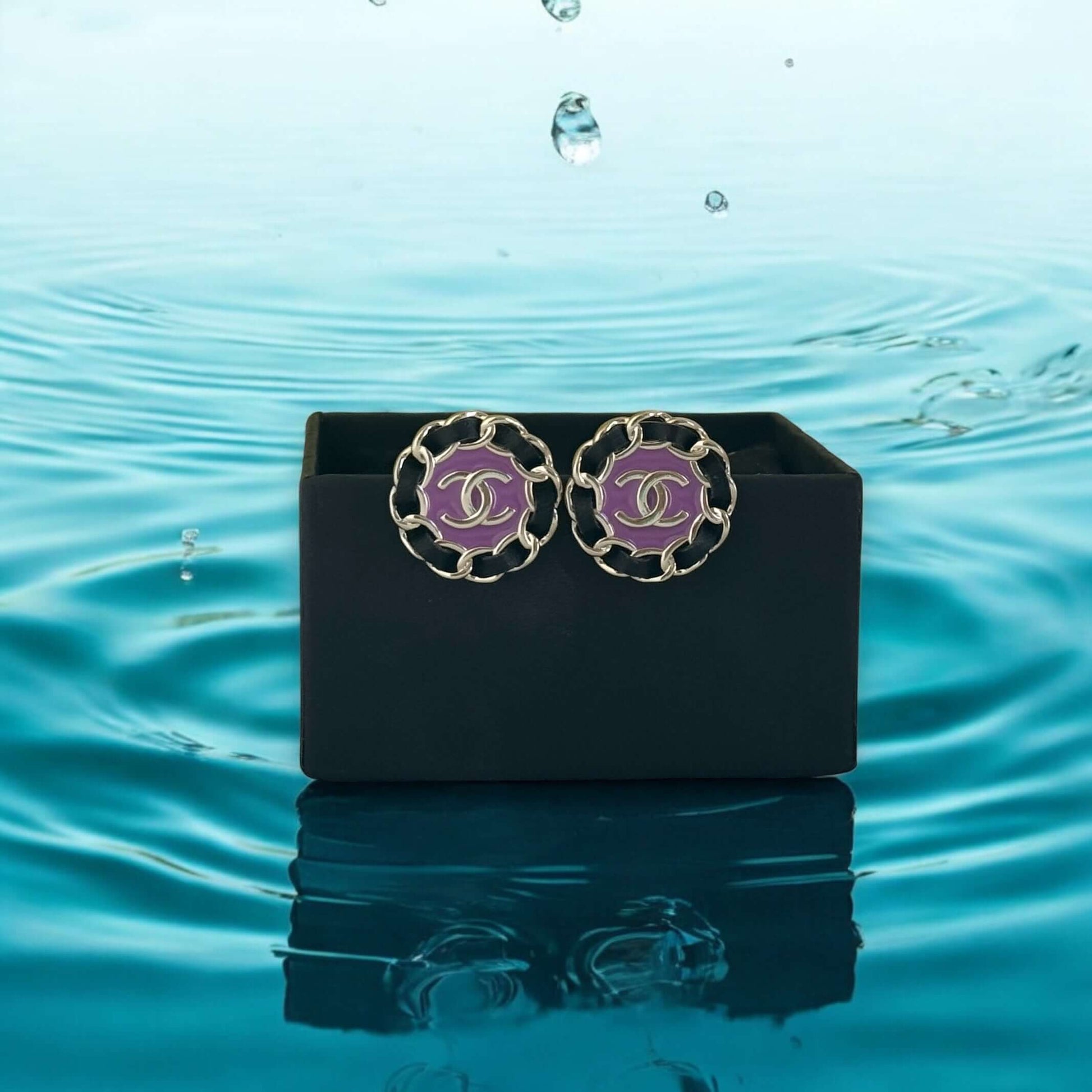 Chanel Violet CC Round Earrings Pre-Owned Authentic - My Mama Found What  