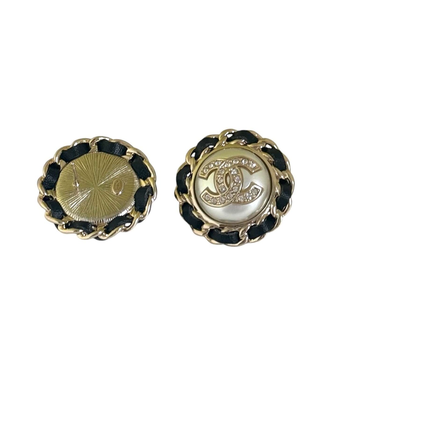 Authentic Chanel CC Gold Enamel Pre-Owned Earrings