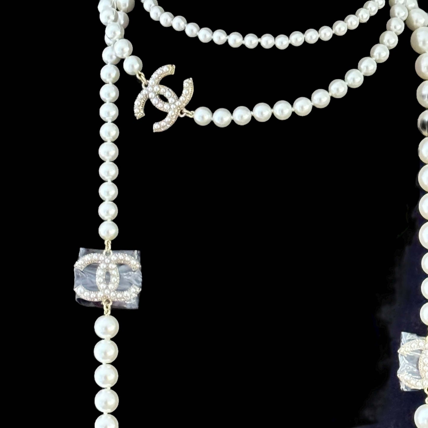 Chanel CC Knotted Pearl Long Sweater Necklace