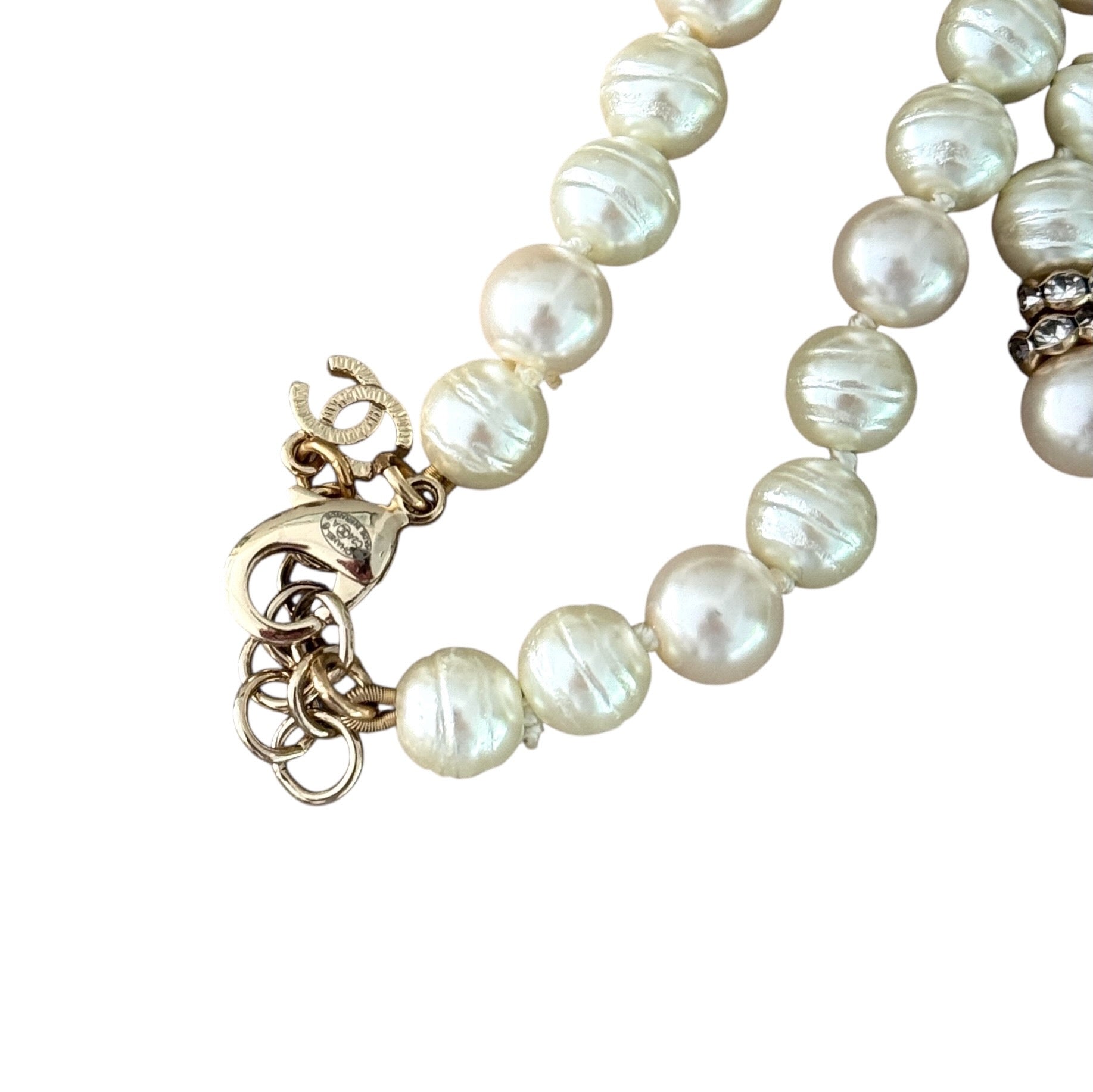 CHANEL Gold CC Pearl w/ crystals Pre-Owned Necklace 24 - My Mama Found What  