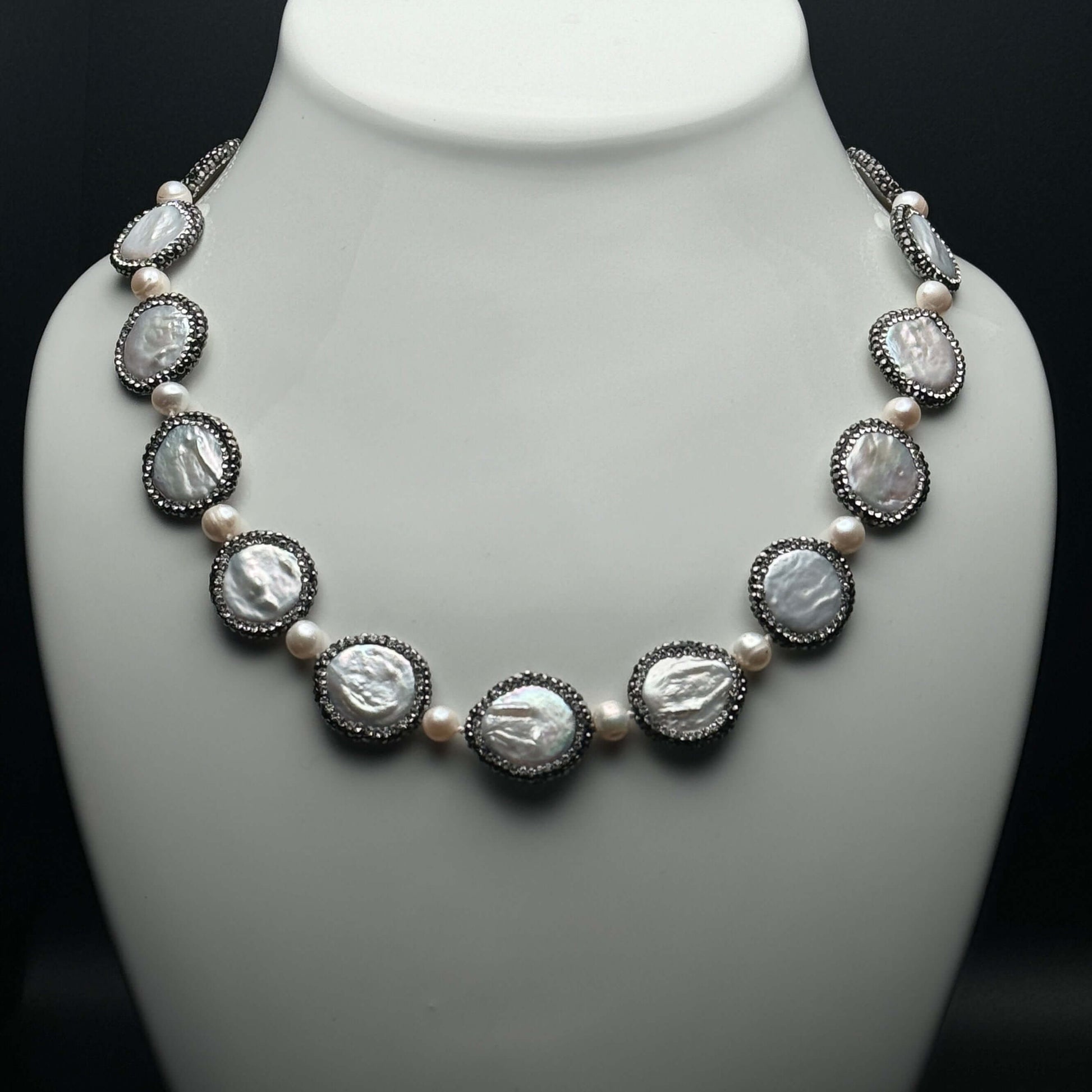 New Coin Pearls accented w/ black crystals Necklace/Choker - My Mama Found What  