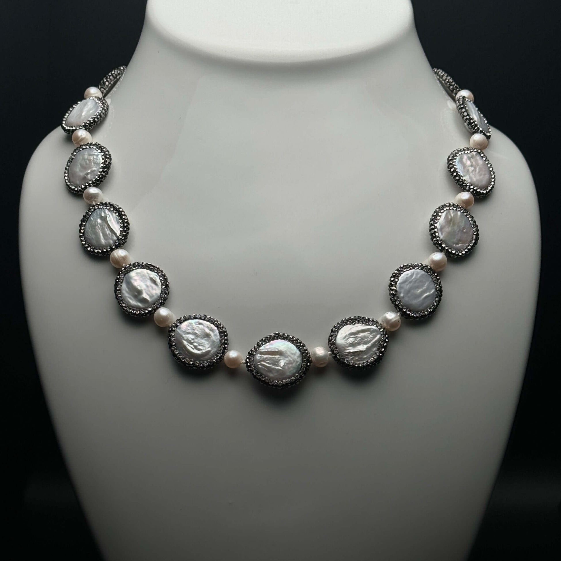 New Coin Pearls accented w/ black crystals Necklace/Choker - My Mama Found What  