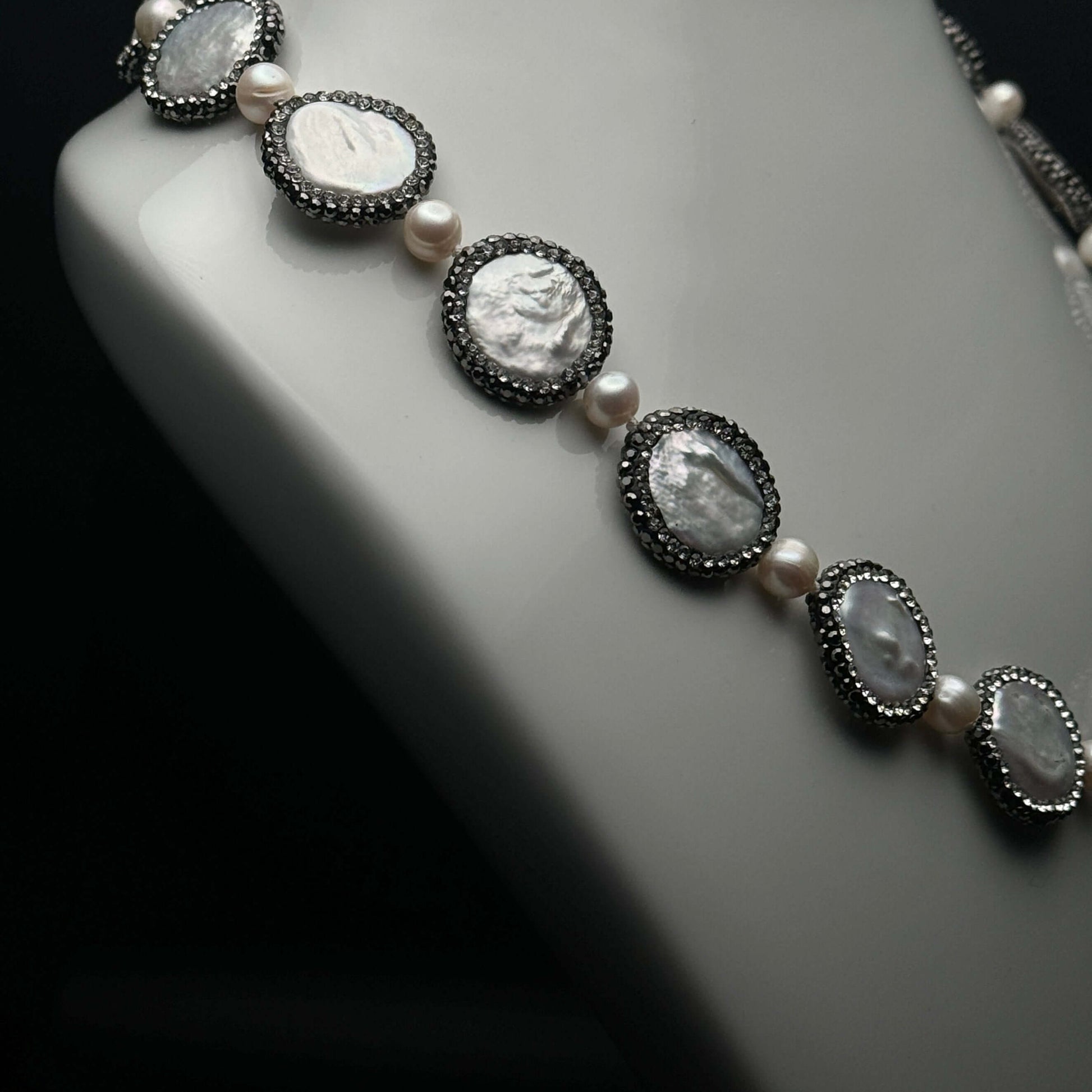 New Coin Pearls accented w/ black crystals Necklace/Choker - My Mama Found What  