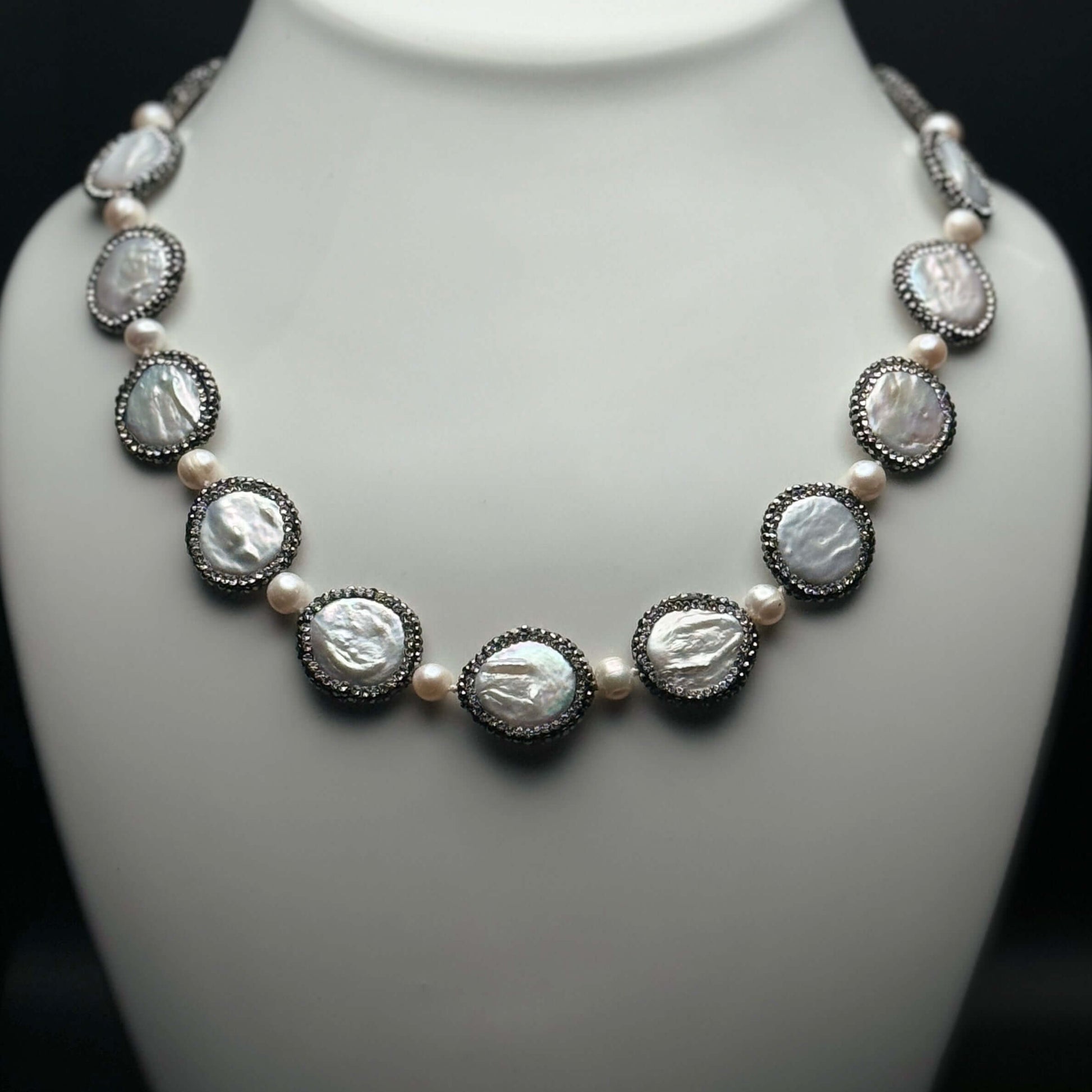 New Coin Pearls accented w/ black crystals Necklace/Choker - My Mama Found What  