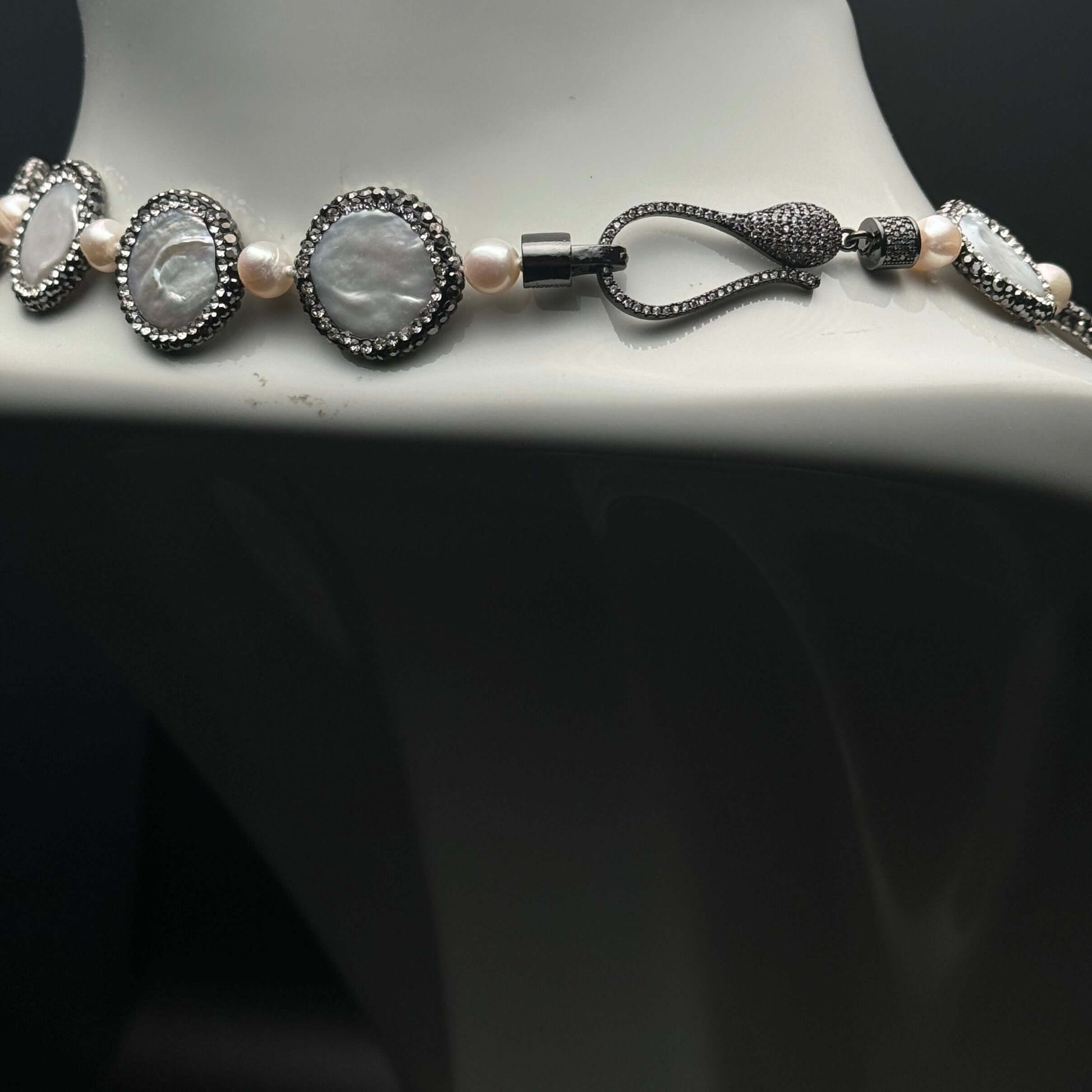 New Coin Pearls accented w/ black crystals Necklace/Choker - My Mama Found What  